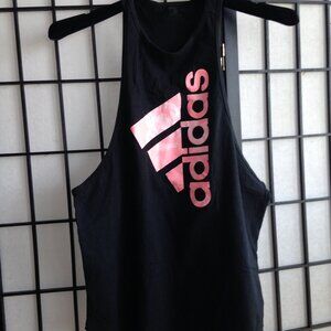 Adidas Black Muscle Tee with Pink Logo